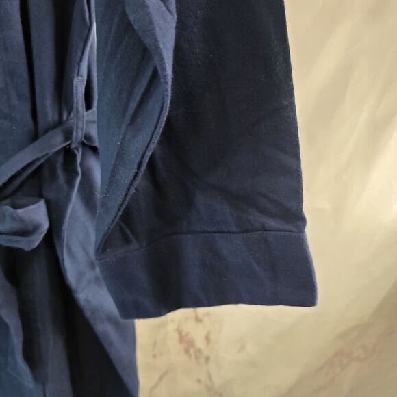 Lands End Robe Mens Large Blue Flannel Full Length Bath Lightweight Thermal - Picture 4 of 12